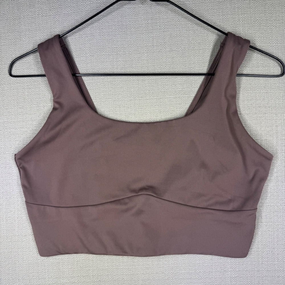 Gymshark Womens Scoop Neck Longline Sports Bra Truffle Brown Size Medium